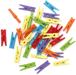 Mini Klamerki Drewniane Kolorowe Mix 3cm 30szt.