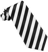 Krawat Satynowy Biały Czarny Paski Przebranie Bal