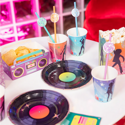 Talerzyki Płyta Winylowa Retro Disco 18cm 6szt.