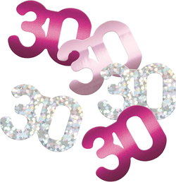 Konfetti Dekoracyjne 30 URODZINY Różowe 14g