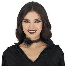Naszyjnik Choker CZARNA RÓŻA Kwiat Halloween