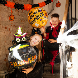 Balon Foliowy HAPPY HALLOWEEN Kociołek Pająk 51x79