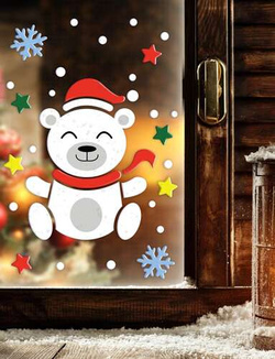 Dekoracja Ozdoba Żelowa na Okno MIŚ Zima