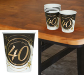Kubeczki Papierowe 40 URODZINY 240ml 6szt.