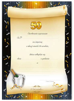 Zaproszenie na 50 urodziny, 1 szt.