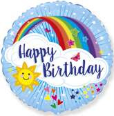 Balon foliowy 18" FX - Happy Birthday, z tęczą