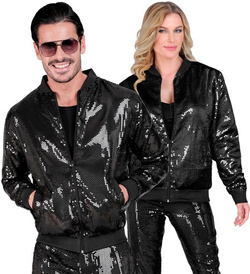 Kurtka Bluza Bomberka Cekinowa Unisex Czarna S/M