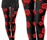 Rajstopy Damskie Czarne w CZERWONE RÓŻE Halloween