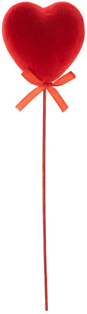 Czerwone Aksamitne SERCE na Patyczku Walentynki