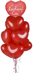 Balony SERCA Czerwone KOCHAM CIĘ Walentynki Zestaw