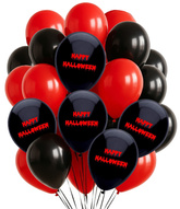 Balony Zestaw Happy Halloween Czarne Czerwone 25sz