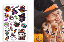 Tatuaże Zmywalne Kolorowe HALLOWEEN Małe Potworki