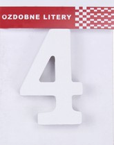 Cyferka Drewniana "4", 16 cm, 1 szt.