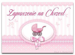 Zaproszenie na Chrzest, różowe, 1 szt.