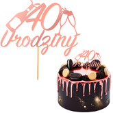 Topper na Tort 40 URODZINY Party RÓŻOWE ZŁOTO