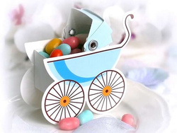 Pudełeczka dla gości Wózeczek, niebieski, 10 szt.