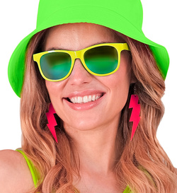 Kolczyki NEONOWE BŁYSKAWICE Pioruny RÓŻOWE Disco