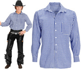 Koszula z Długim Rękawem Niebieska w Kratkę, M