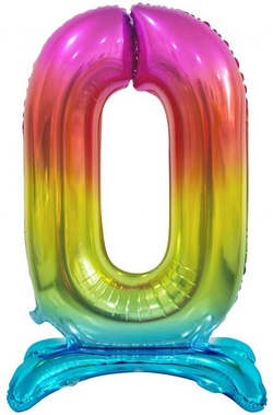 Balon foliowy B&C Cyfra stojąca 0, tęczowa, 74 cm