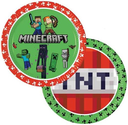 Talerzyki MINECRAFT Gra Pixele Urodziny 23cm 8szt.