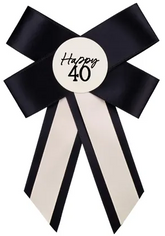 Kotylion Happy 40 URODZINY Kremowo-Czarny 11x17cm