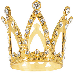 Ozdoba na Tort ZŁOTA KORONA Srebrne Kryształki 3cm