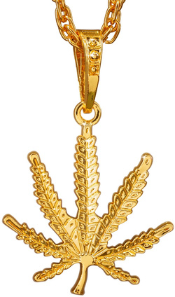 Naszyjnik Wisiorek Złota Zawieszka MARIHUANA Ganja