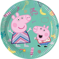 Talerzyki ŚWINKA PEPPA Pig Urodziny 20cm 8szt.