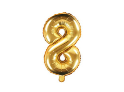 Balon foliowy Cyfra "8" 35cm złoty metal 1 szt.