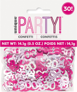 Konfetti Dekoracyjne 30 URODZINY Różowe 14g