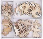 Kształty z Drewna Drewniane MIX ŚWIĄTECZNY 24szt.