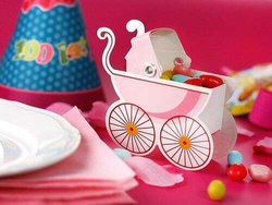 Pudełeczka dla gości Wózeczek, różowy, 10 szt.