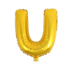 Balon Foliowy Litera "U", Złoty, 45 cm, 1 szt.