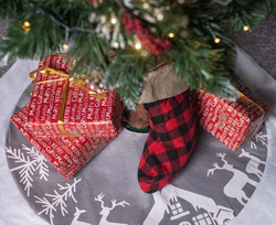 Dywanik Mata pod Choinkę na Prezenty Srebrna 90cm