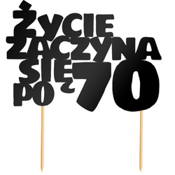 Topper Tort ŻYCIE ZACZYNA SIĘ PO 70 Czarny