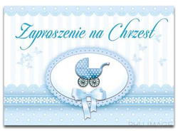 Zaproszenie na Chrzest, niebieskie, 1 szt.