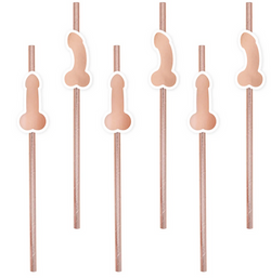 Słomki Penisy na Wieczór Panieński rosegold 8szt