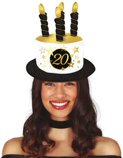 CZAPKA Urodzinowa Tort ze Świeczkami 20 URODZINY