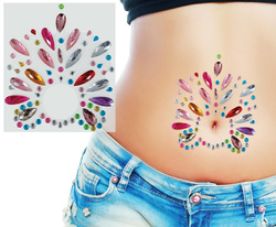 Naklejki Biżuteria Kryształki Kolorowe na Brzuch