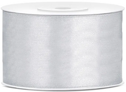 Tasiemka satynowa, srebrna, 38mm/25m
