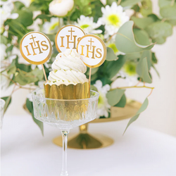 Toppery Pikery Komunijne Złote IHS Hostia 6szt.