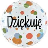 Balon foliowy Dziękuję kolorowe grochy, 45cm 1szt.