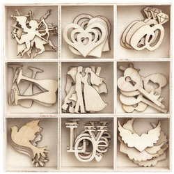 Kształty z Drewna Dekoracje ŚLUB Wesele Love 45szt