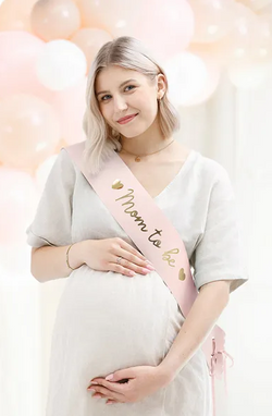Szarfa MOM TO BE Baby Shower Różowa