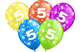Balony z nadrukiem na 5 urodziny  "5" - 1 szt.