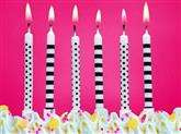 Świeczki urodzinowe na tort CZARNO-BIAŁE, 6 szt.