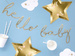 Baner Little Star - Hello Baby, złoty, 18x70cm