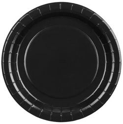 TALERZYKI Papierowe CZARNE Urodziny 18cm 6 szt.