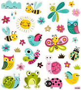 Naklejki Ozdobne Kolorowa ŁĄKA Zwierzęta DIY 32szt