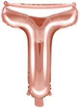Balon foliowy Litera "T", 35cm, różowe złoto 1szt.